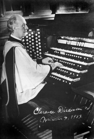 Clarence Dickinson plalying the organ