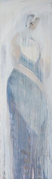 [II: Kirsten Moran, Untitled Ruin 13 (Salt). Oil on canvas, 90" x 26"; 2018]