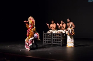 Presentation of an ancient sacred Sanskrit play by the Nepathya Theatre Troupe from Kerala, India