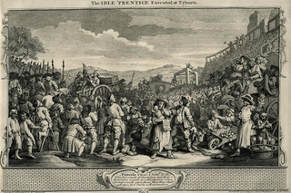 William Hogarth, "The Idle 'Prentice Executed at Tyburn," Plate 11 from "Industry and Idleness," 1747, Etching and Engraving (British Museum)