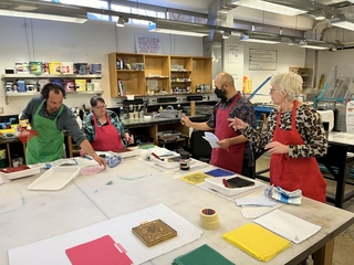 Group working on Himalayan Prayer Flags