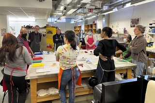 Group working on Himalayan Prayer Flags